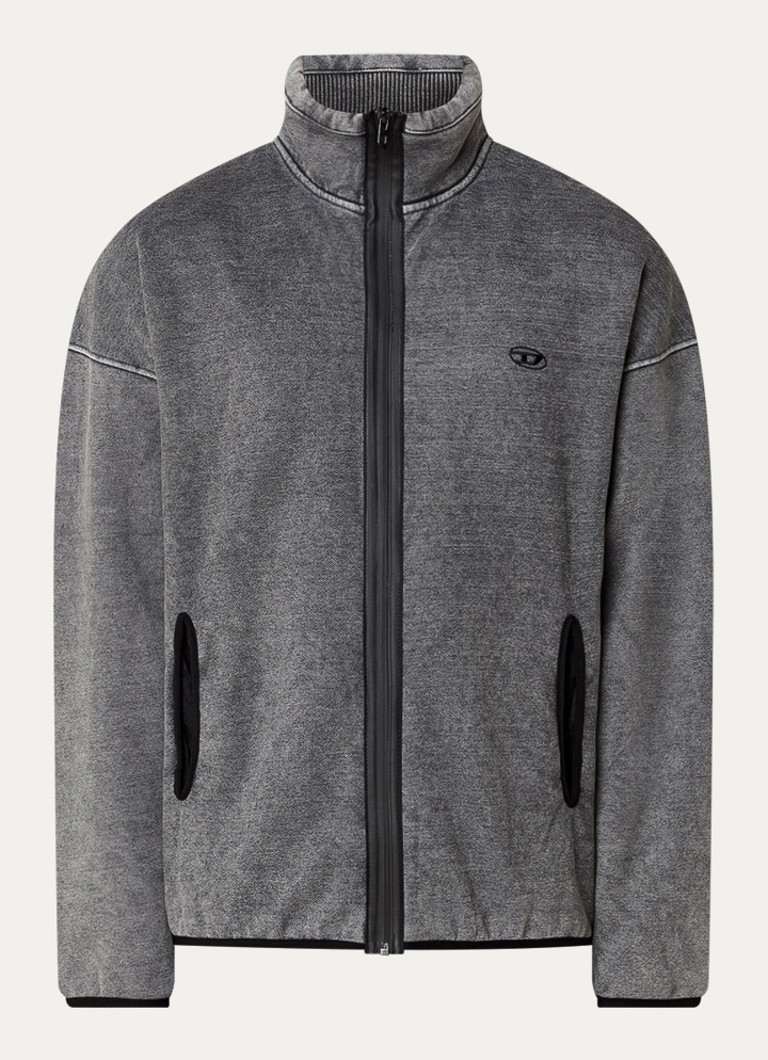 Diesel Heren S-Baty-New sweatvest met logoborduring en steekzakken in de kleur Donkergrijs