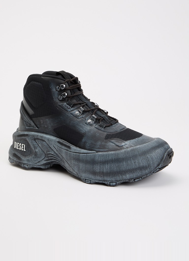 Diesel Heren D-Cage Hiking sneaker met logo in de kleur Grijs