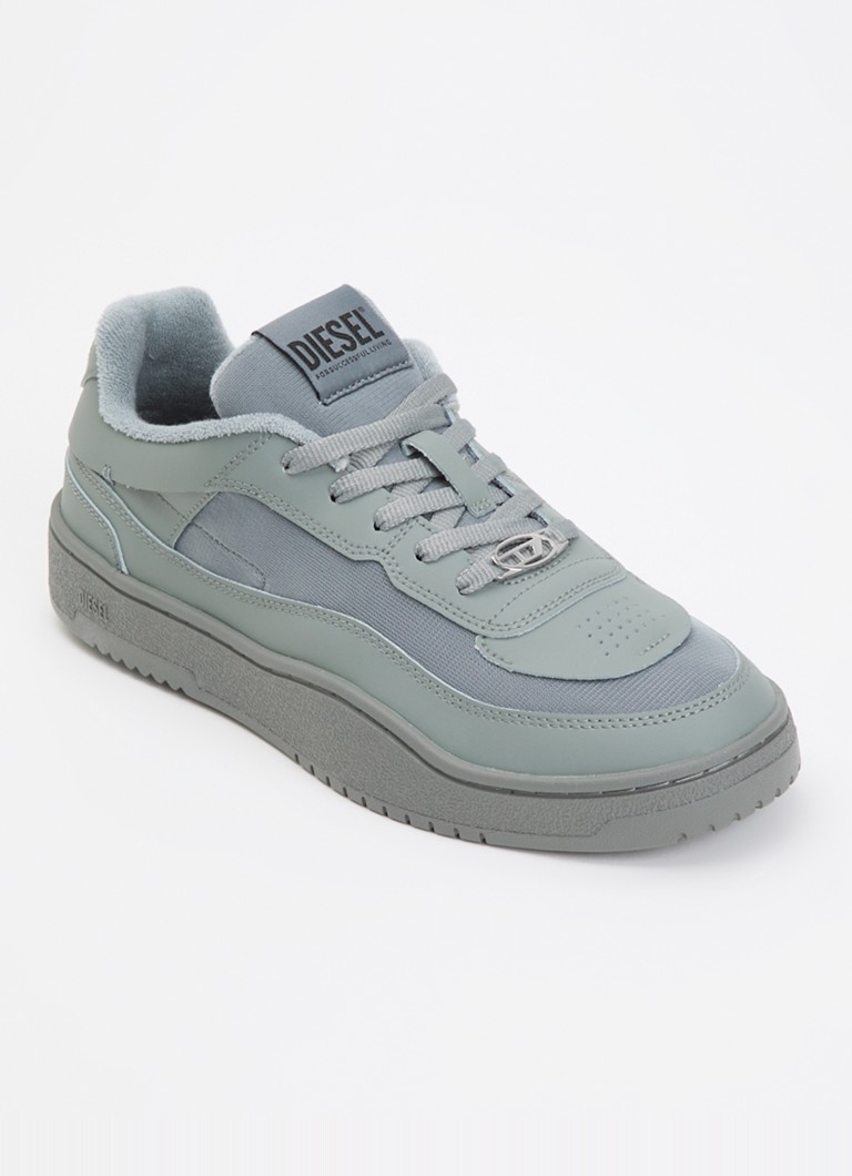 Diesel Heren S-Oval Skate sneaker met leren details in de kleur Grijs