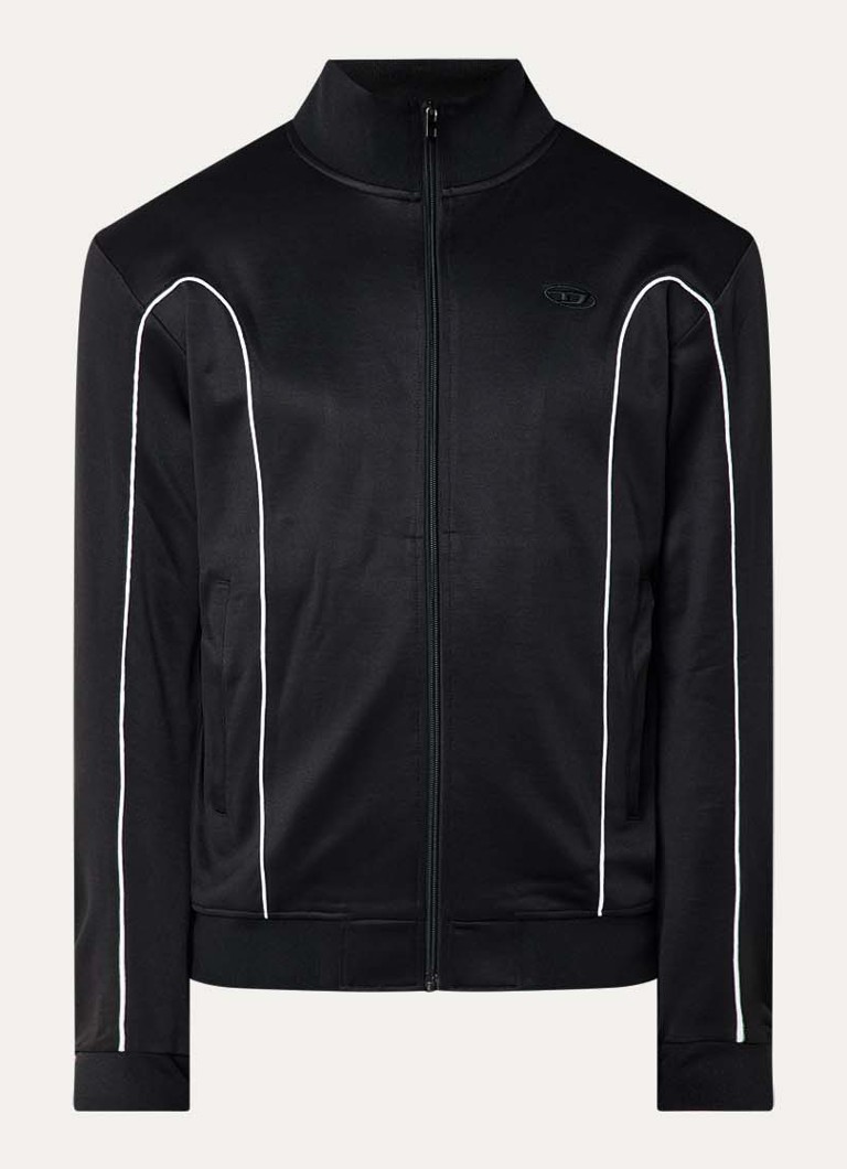 Diesel Heren S-locking trackvest met logoborduring en steekzakken in de kleur Zwart
