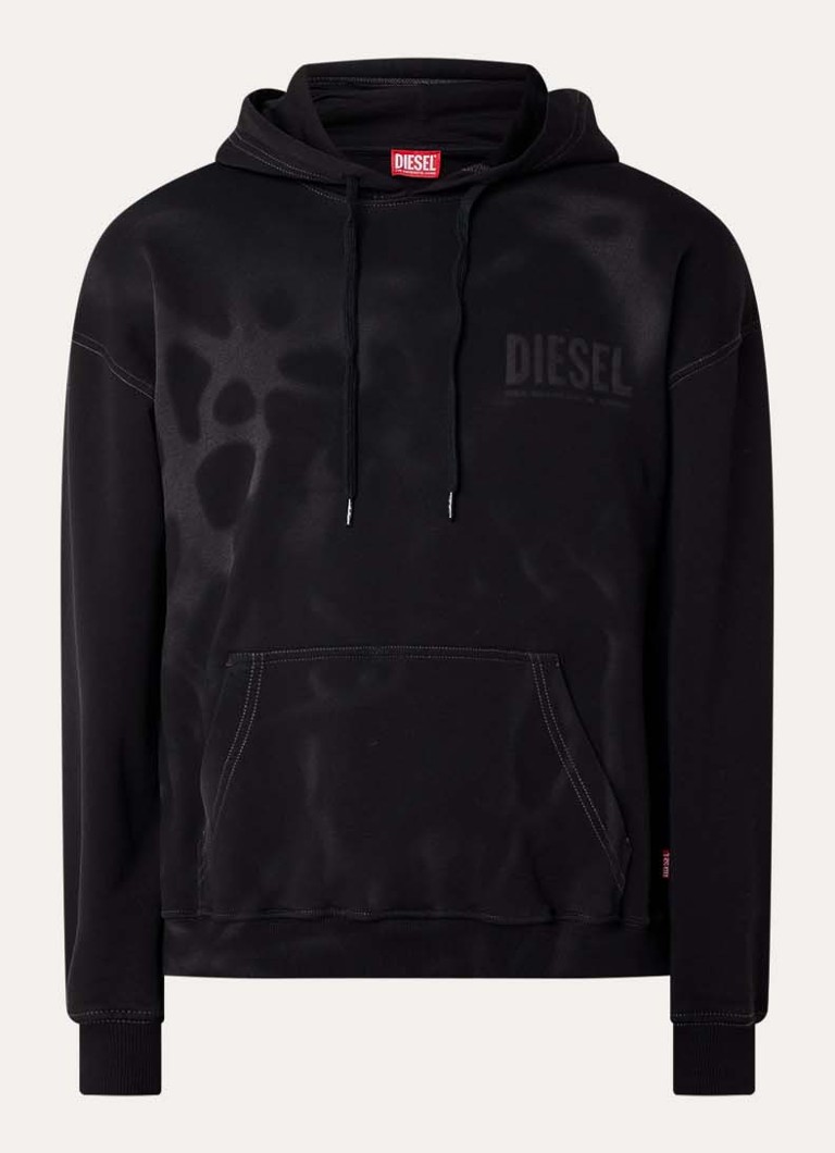 Diesel Heren S-Boxt hoodie met logo en verwassen afwerking in de kleur Zwart