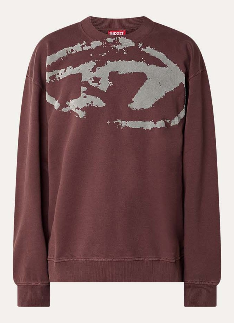 Diesel Heren S-Box-N5 sweater met logoprint in de kleur Kastanjebruin