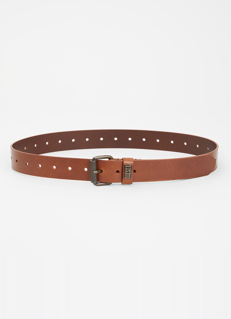 Diesel Heren B-Biscotto-Loop II riem van leer met logo in de kleur Oranjebruin