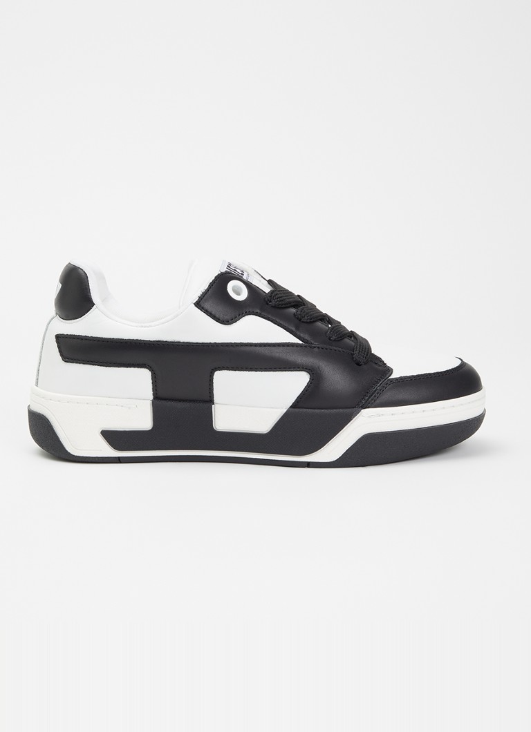 Diesel Heren S-D-Ollie sneaker van leer met logo in de kleur Zwart