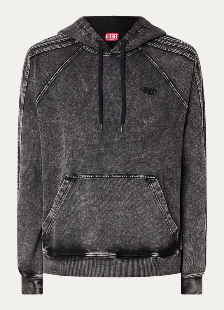 Diesel Heren S-altboxt hoodie met verwassen afwerking in de kleur Antraciet