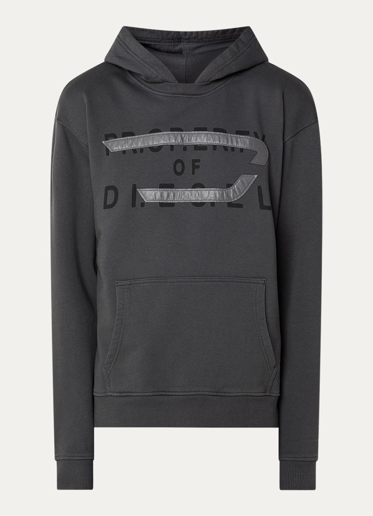 Diesel Heren S-Norman-Hood hoodie met logo in de kleur Donkergrijs