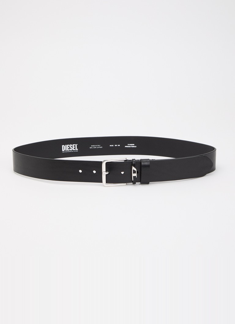 Diesel Heren B-D Loop riem van leer met logo in de kleur Zwart