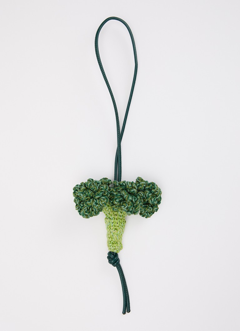 J.W. Anderson Dames Broccoli tasbedel van crochet met details van leer in de kleur Groen, maat: One Size