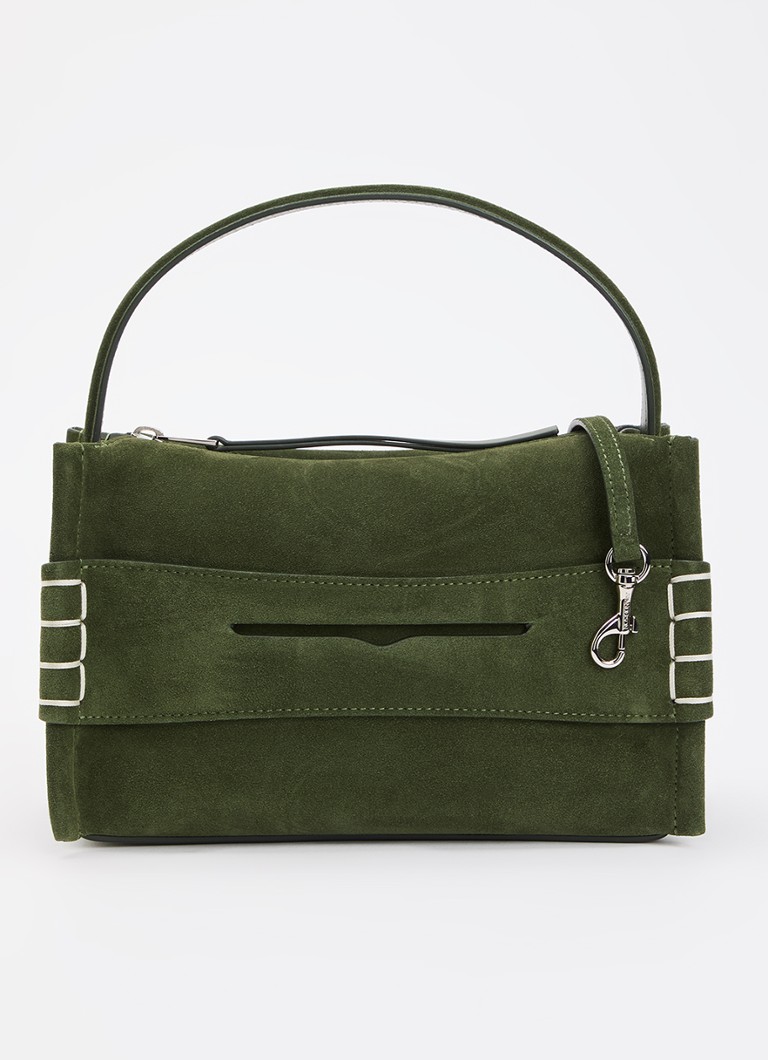 J.W. Anderson Dames Small Loafer handtas van kalfssuède met afneembare schouderriem in de kleur Donkergroen, maat: One Size