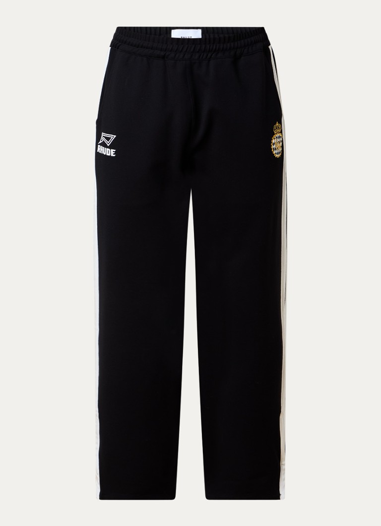 Rhude Heren Lago Hamptons loose fit trackpants met logoborduring in de kleur Zwart, maat: L