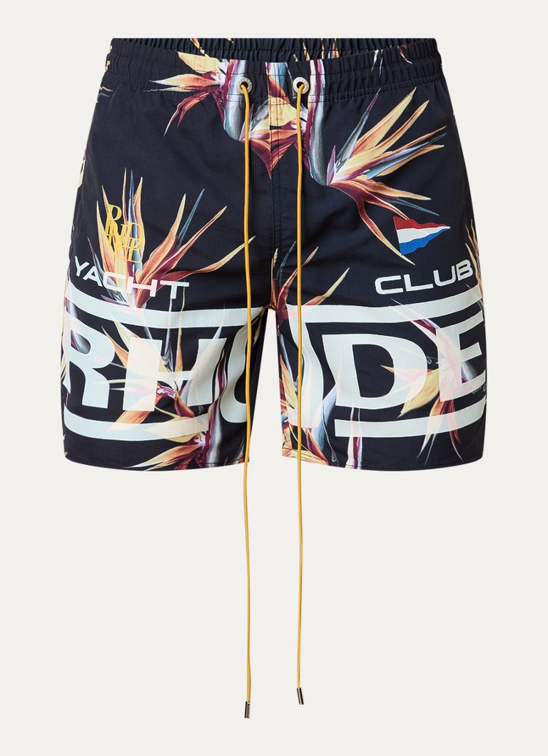 Rhude Heren Regatta zwemshorts met logoprint en steekzakken in de kleur Zwart, maat: L