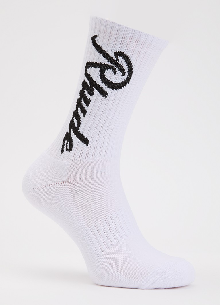 Rhude Heren Destinado Script sportsokken in katoenblend met logo in de kleur Wit, maat: OS