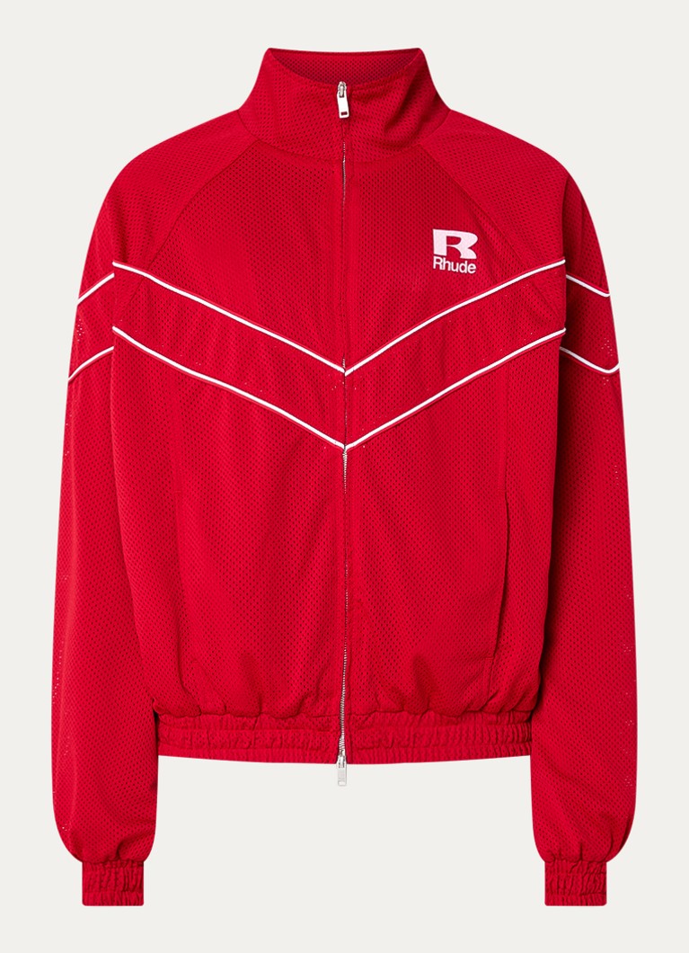 Rhude Heren Jack met logo en opstaande kraag in de kleur Kersenrood, maat: M