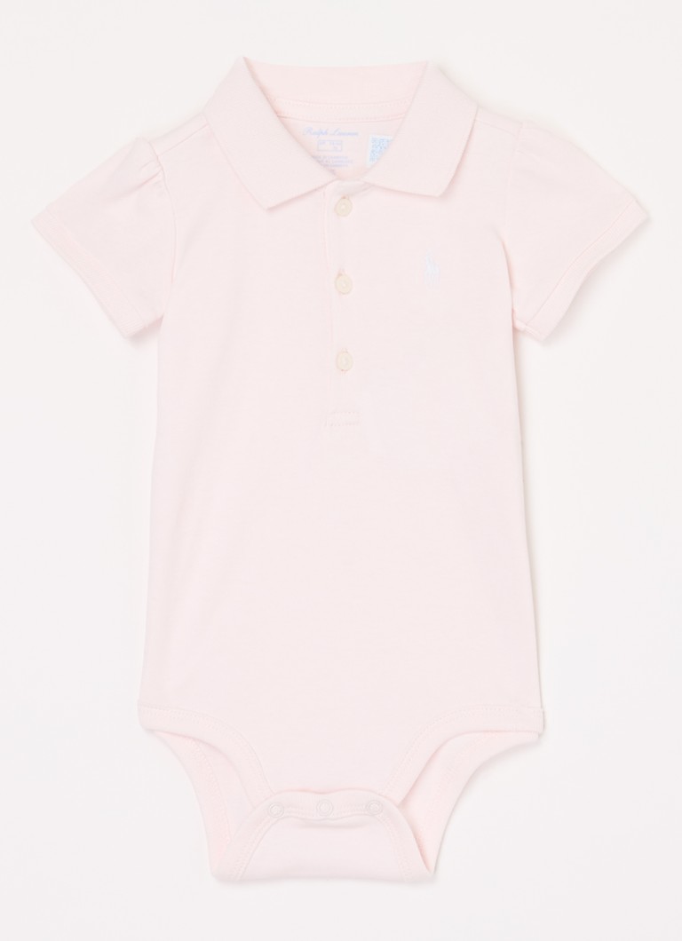 Ralph Lauren Meisjes Romper met logoborduring in de kleur Lichtroze, maat: 80