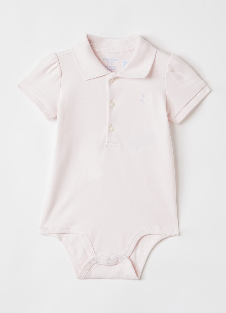 Ralph Lauren Meisjes Romper met logoborduring in de kleur Oudroze, maat: 9M