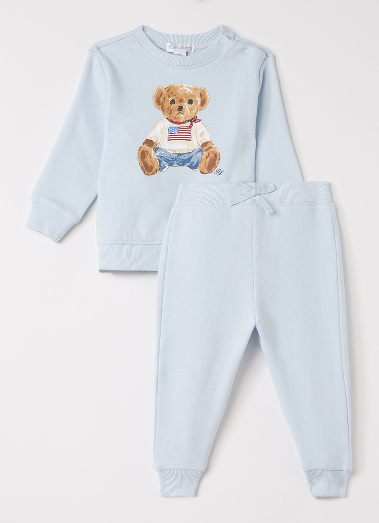 Ralph Lauren Jongens Set van bomberjack met joggingbroek 2-delig in de kleur Lichtblauw, maat: 24M