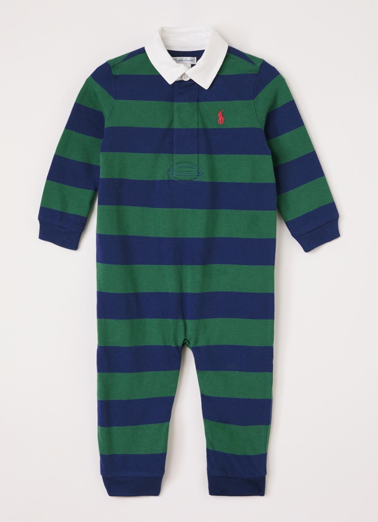 Ralph Lauren Jongens Babypak met streepprint in de kleur Groen, maat: 3M=62