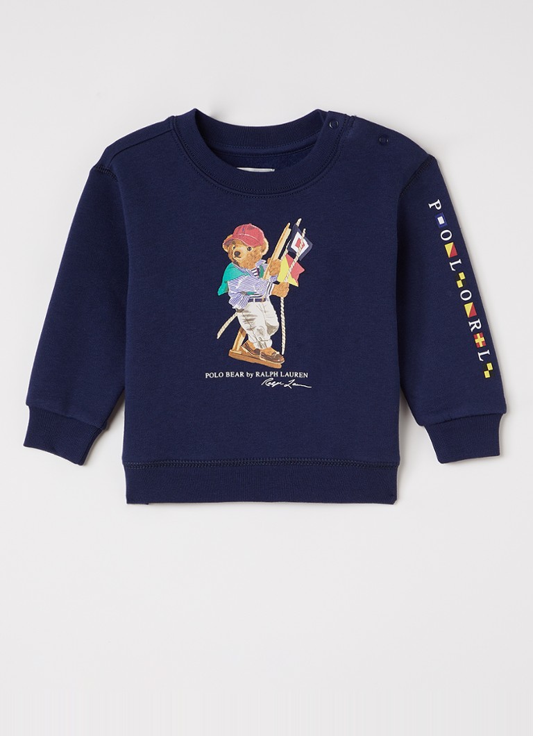 Ralph Lauren Jongens Sweater met print en logo in de kleur Donkerblauw, maat: 18M=86