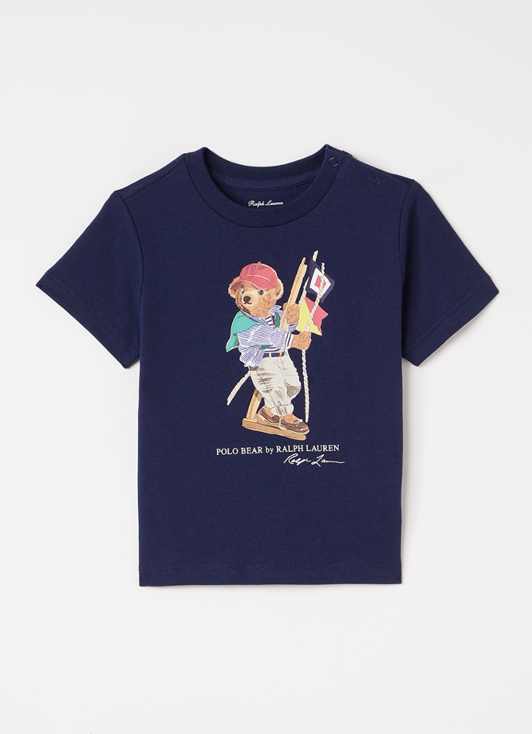 Ralph Lauren Jongens T-shirt met print in de kleur Donkerblauw, maat: 6M=68