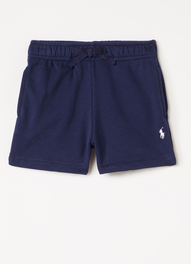 Ralph Lauren Jongens Straight fit korte joggingbroek met logo in de kleur Donkerblauw, maat: 18M=86