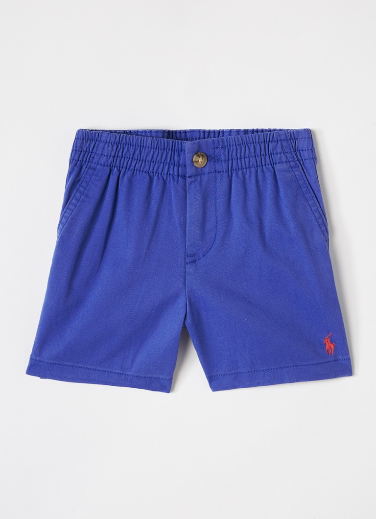 Ralph Lauren Jongens Straight fit korte chino met logo in de kleur Royalblauw, maat: 6M=68