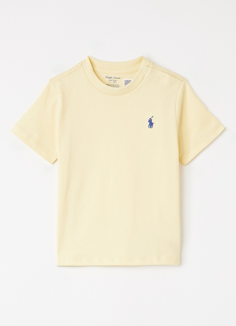 Ralph Lauren Jongens T-shirt met logoborduring in de kleur Lichtgeel, maat: 6M=68