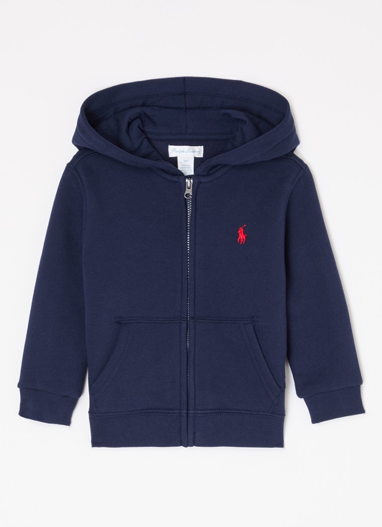 Ralph Lauren Jongens Sweatvest met logo in de kleur Donkerblauw, maat: 74
