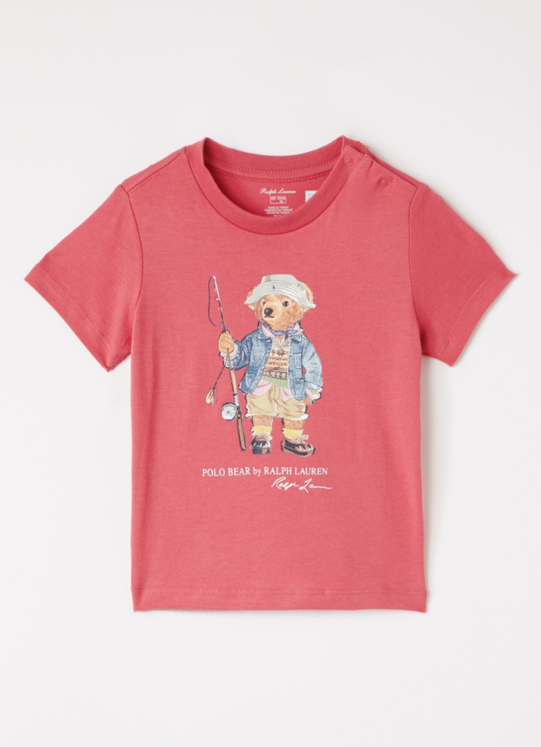 Ralph Lauren Meisjes T-shirt jurk met logoprint in de kleur Cranberryrood, maat: 3M