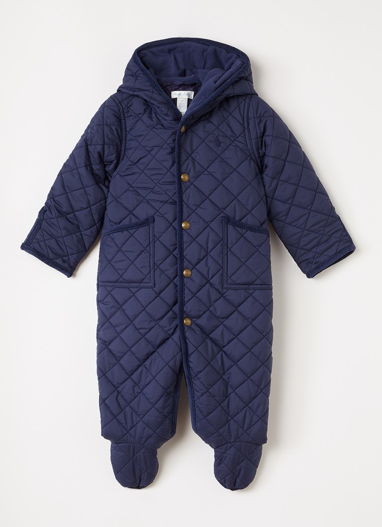 Ralph Lauren Meisjes Babypak met quilt patroon en capuchon in de kleur Donkerblauw, maat: 9M=74