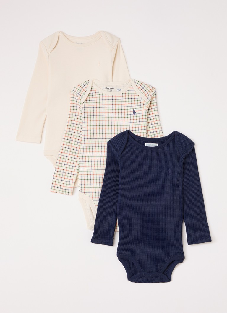 Ralph Lauren Meisjes Romper in 3-pack in de kleur Beige, maat: NB=50