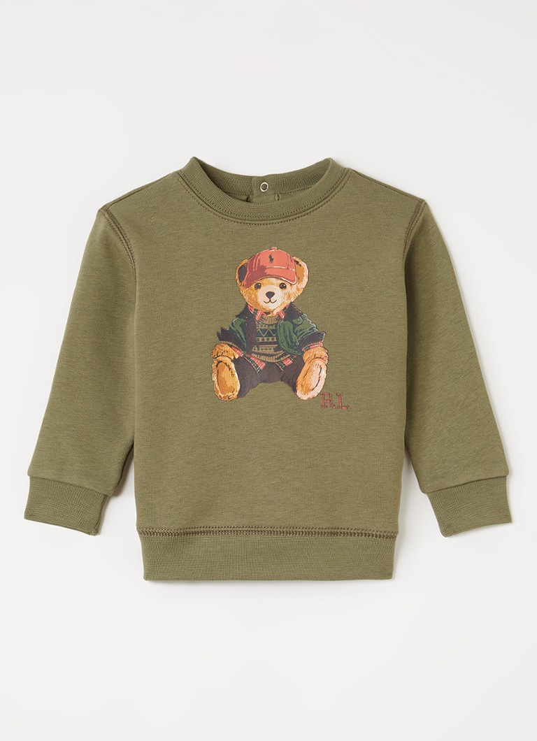 Ralph Lauren Meisjes Sweater met logoprint in de kleur Olijfgroen, maat: 3M=62