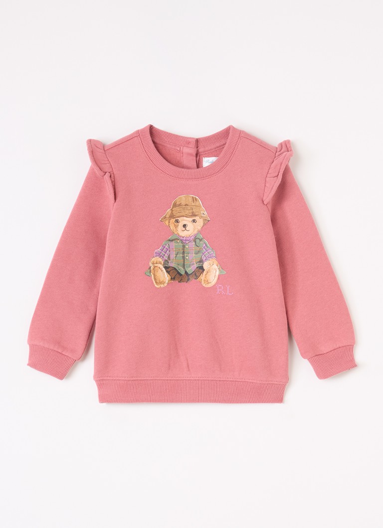 Ralph Lauren Meisjes Sweater met logoprint en volant in de kleur Roze, maat: 24M=92