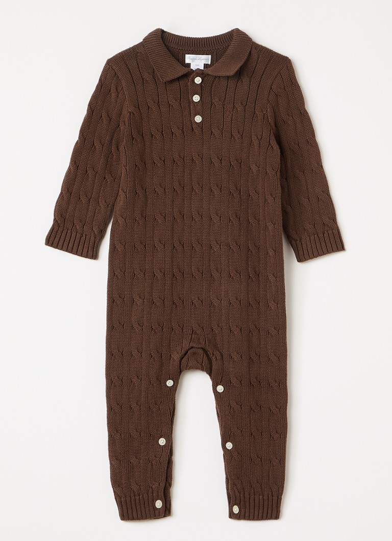 Ralph Lauren Meisjes Kabelgebreid babypak in de kleur Bruin, maat: 6M=68