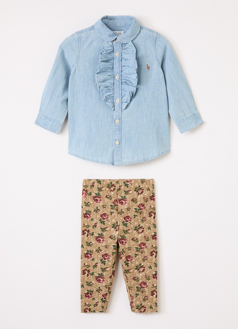 Ralph Lauren Jongens Set van overhemd met broek 2-delig in de kleur Beige, maat: 24M=92