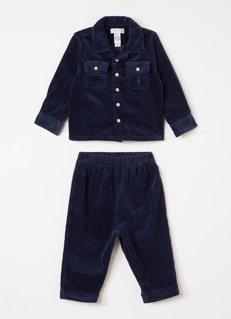 Ralph Lauren Jongens Set van overhemd met broek 2-delig in de kleur Donkerblauw, maat: 6M=68