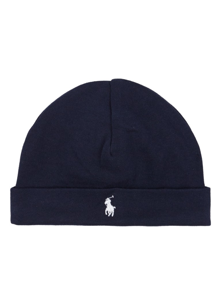 Ralph Lauren Meisjes Babymuts met logo in de kleur Donkerblauw, maat: 1SIZE