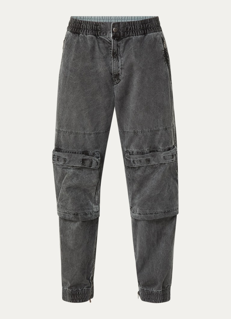 Diesel Heren P-Beeck tapered fit cargobroek met verwassen afwerking in de kleur Middengrijs