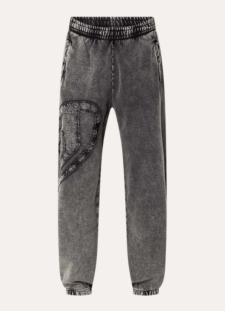 Diesel Heren P-Marky-Den tapered fit joggingbroek met verwassen afwerking en logo in de kleur Antraciet