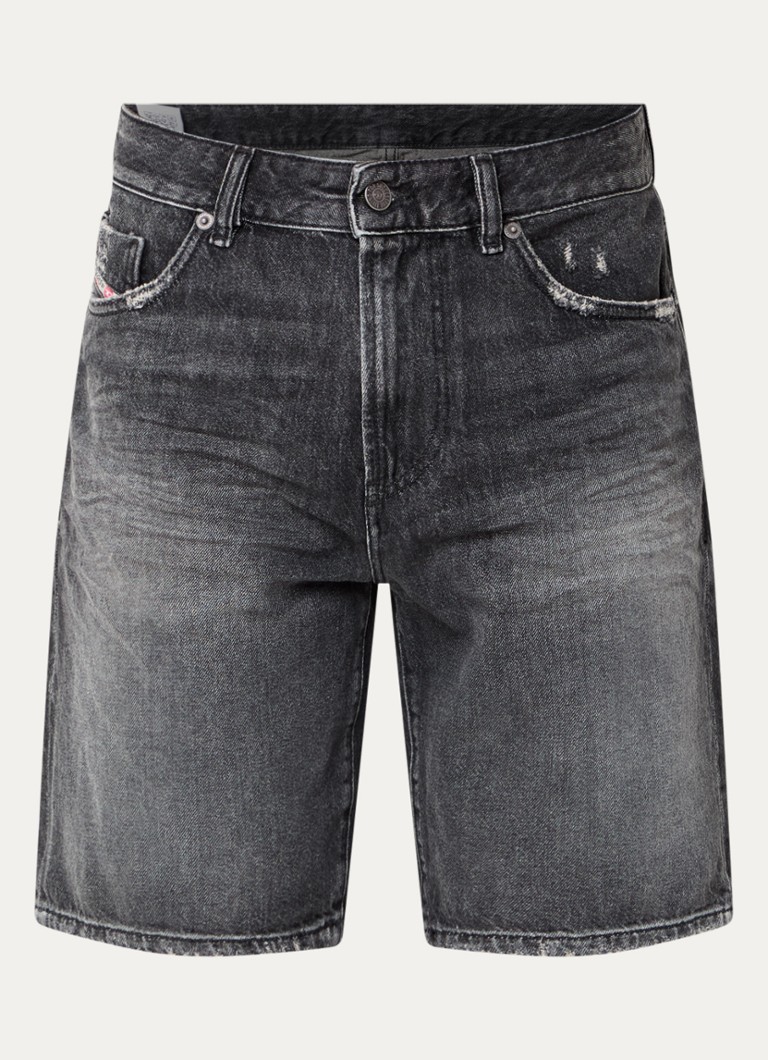 Diesel Heren D-Fin straight fit korte broek van denim met gekleurde wassing in de kleur Zwart