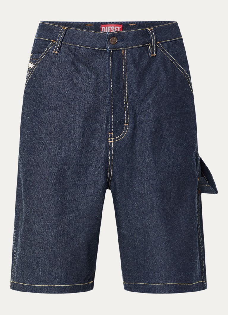 Diesel Heren D-Livery loose fit korte broek van denim met donkere wassing in de kleur Indigo