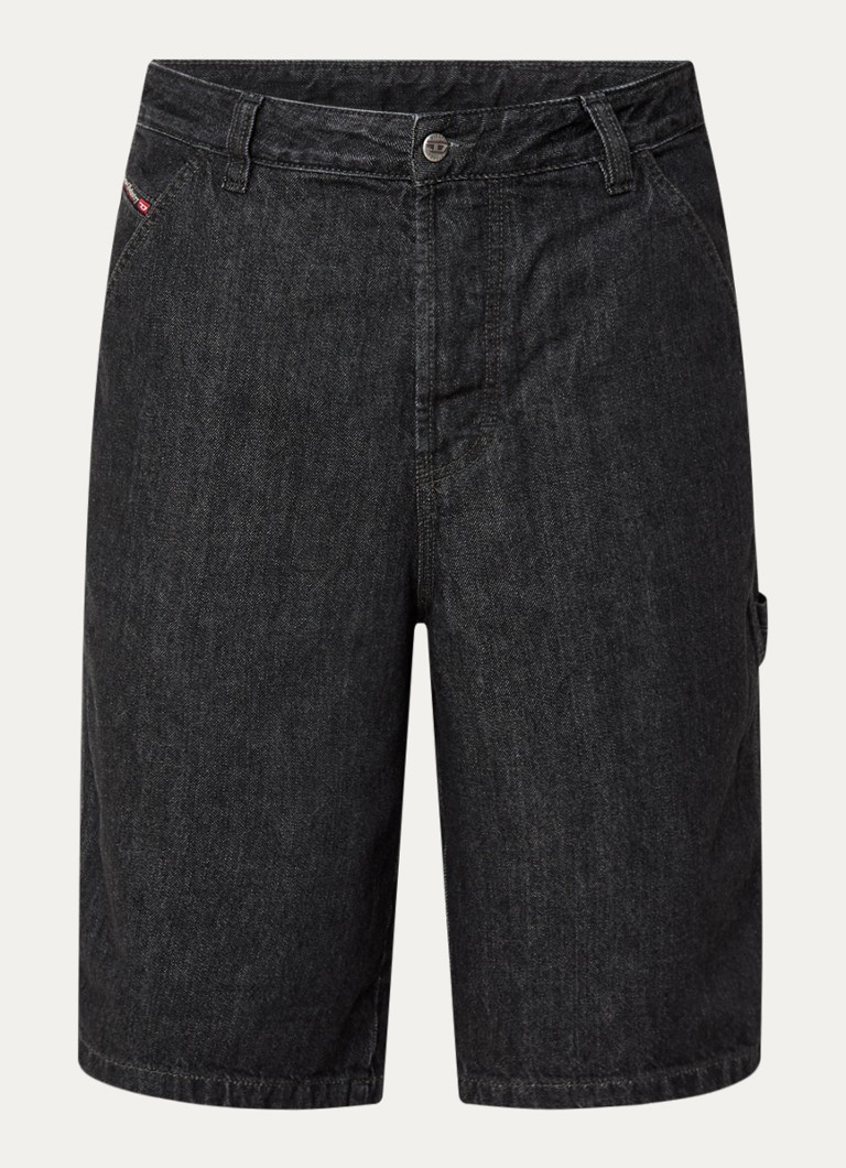 Diesel Heren D-Livery loose fit korte broek van denim met gekleurde wassing in de kleur Zwart