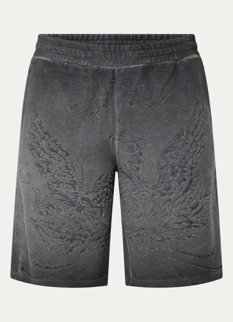 Diesel Heren P-Crowde loose fit korte joggingbroek met print in de kleur Donkergrijs