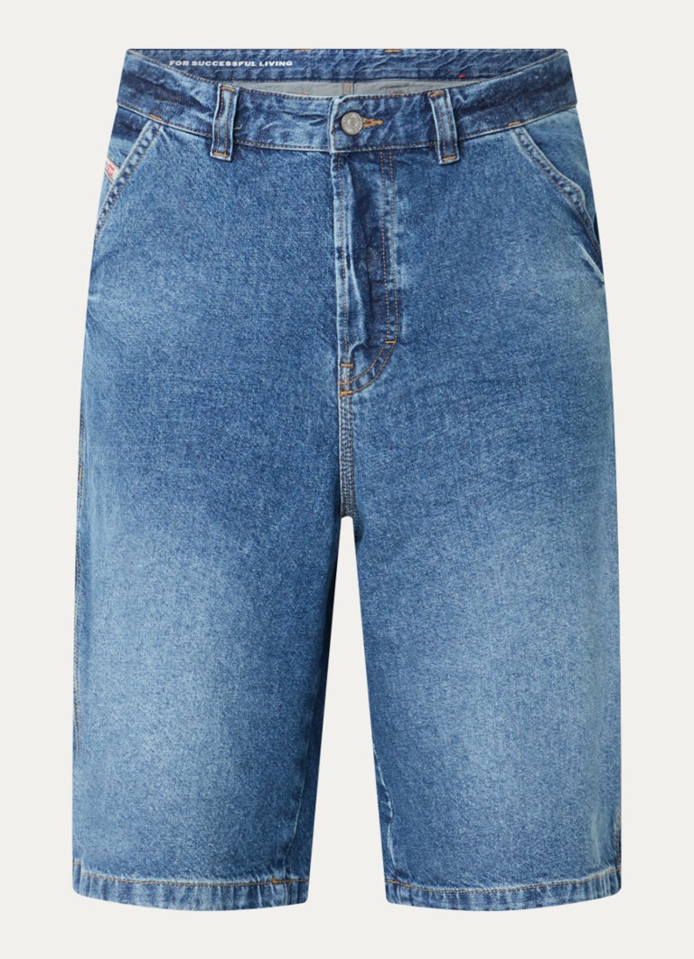 Diesel Heren D-Livery-W loose fit korte broek van denim met medium wassing in de kleur Indigo