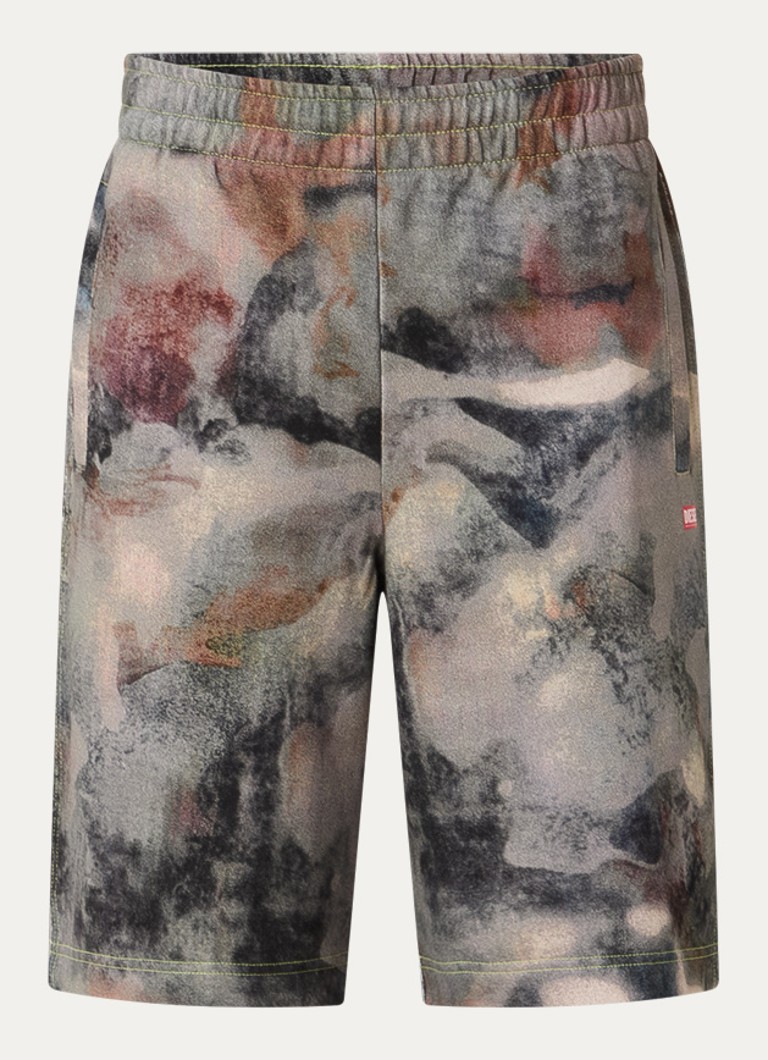 Diesel Heren P-Crone-V1 straight fit korte joggingbroek met camouflageprint in de kleur Antraciet