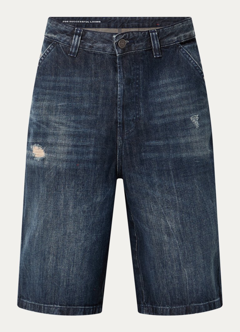Diesel Heren D-Livery-W loose fit korte broek van denim met donkere wassing in de kleur Indigo