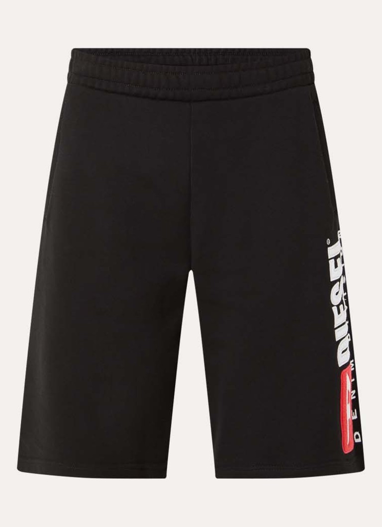 Diesel Heren P-Crow loose fit korte joggingbroek met logoborduring in de kleur Zwart