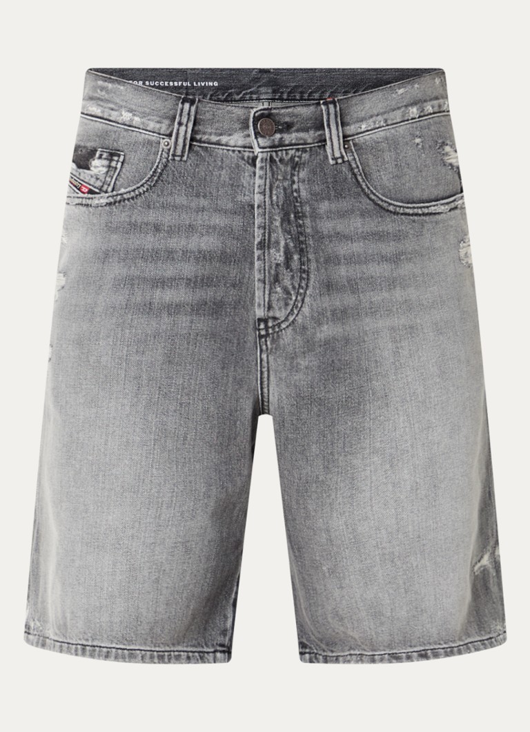 Diesel Heren Calzoncini straight fit korte broek van denim met gekleurde wassing in de kleur Grijs