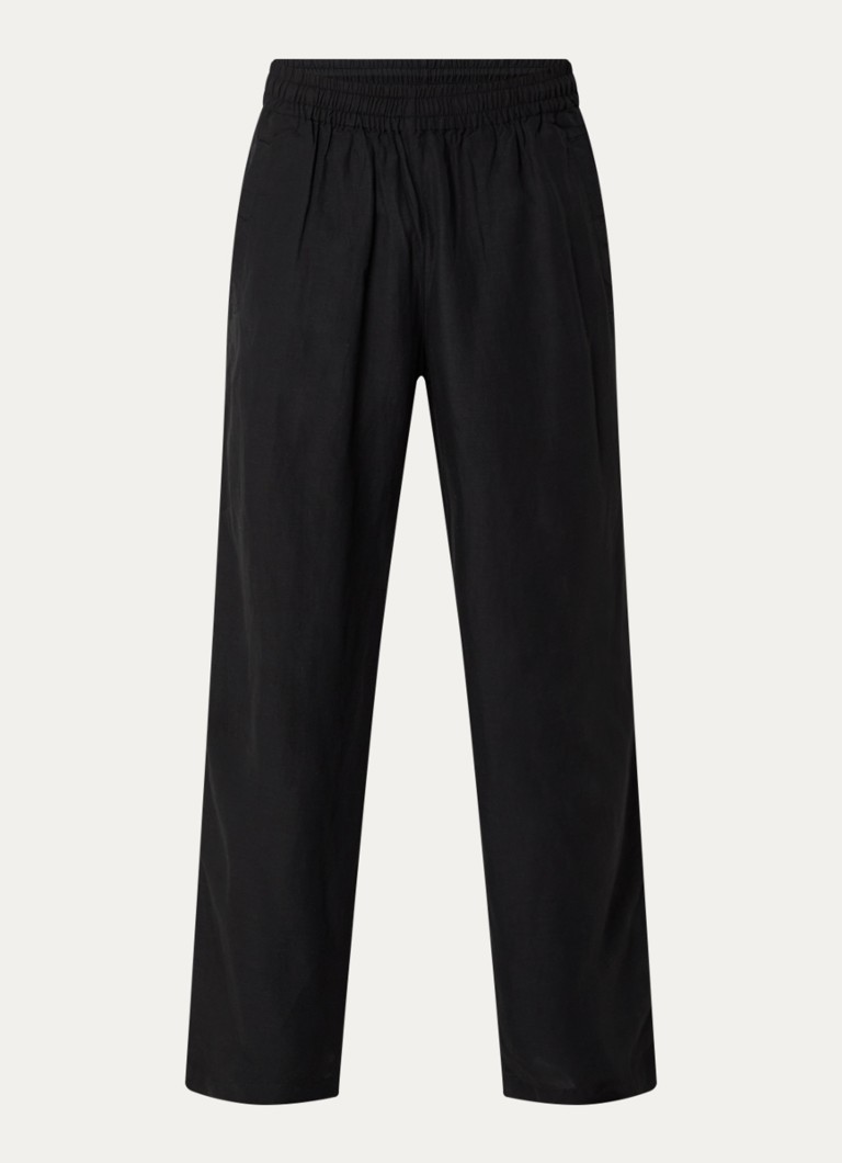 Diesel Heren P-Theck-Pgbs wide fit broek in linnenblend met steekzakken in de kleur Zwart