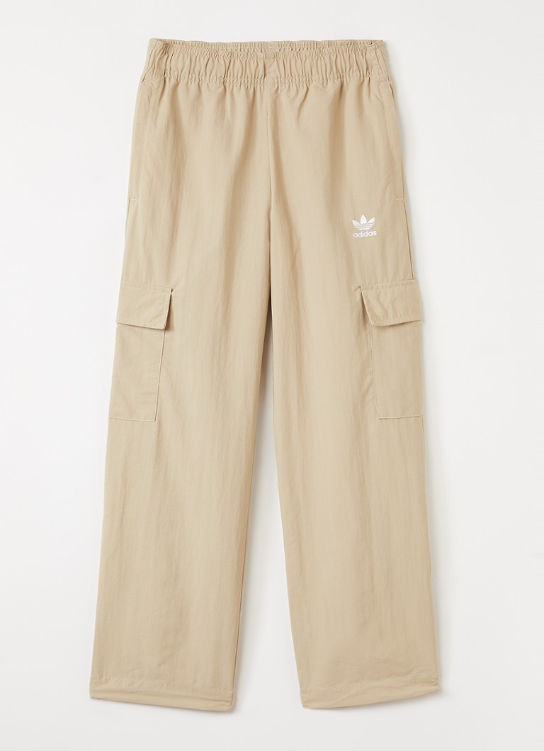 Adidas Jongens Straight fit cargobroek met logo in de kleur Zand, maat: 140
