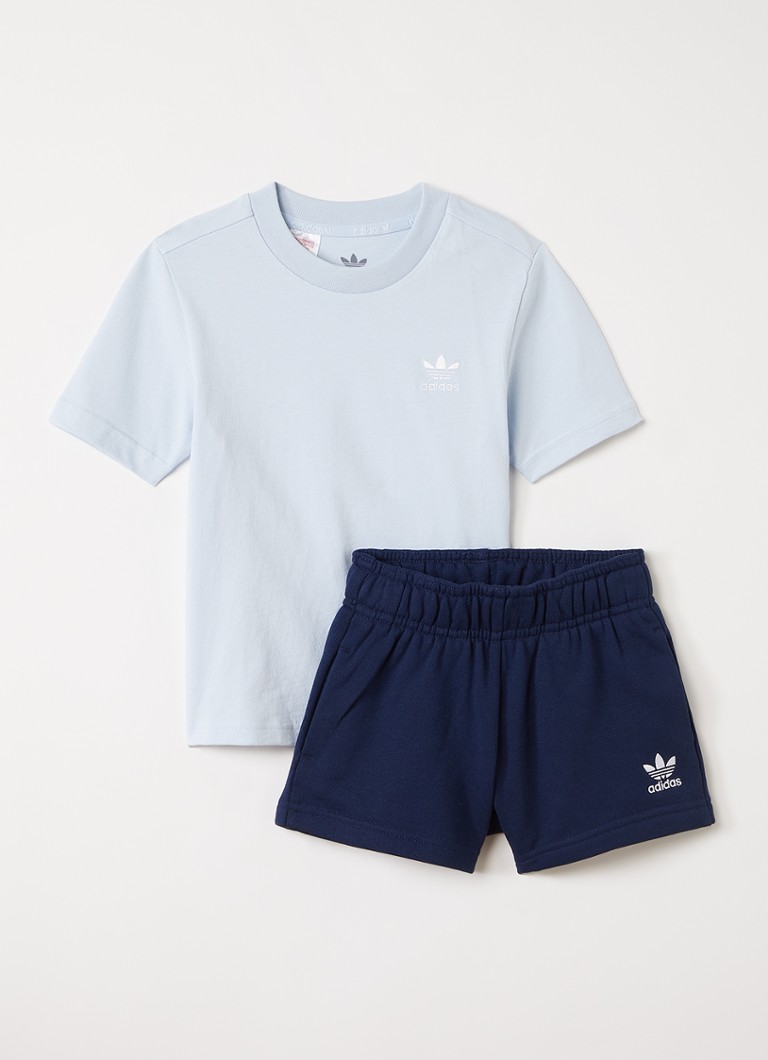 Adidas Meisjes Set van T-shirt met korte joggingbroek 2-delig in de kleur Lichtblauw, maat: 128